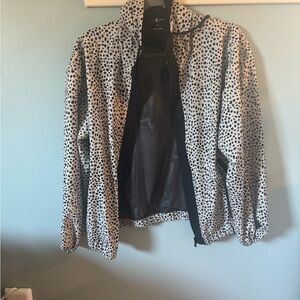 Lou and Grey Women's White Bomber Jacket with Black Spot Print
